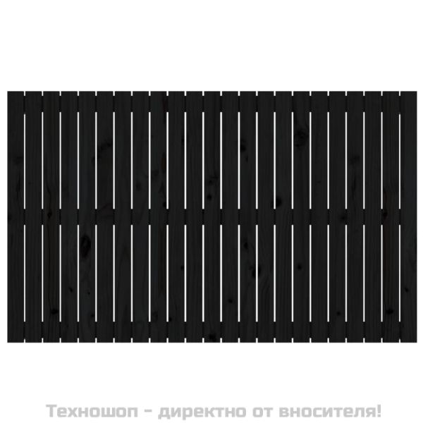 Стенна табла за спалня, черна, 147x3x90 см, борово дърво масив