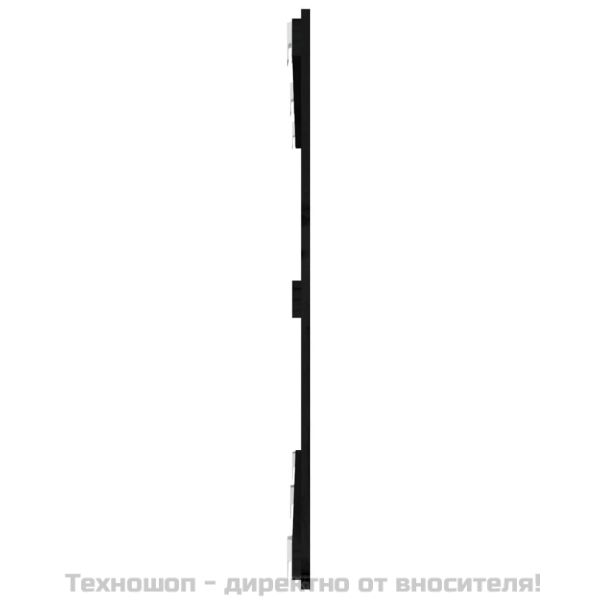 Стенна табла за спалня, черна, 147x3x90 см, борово дърво масив