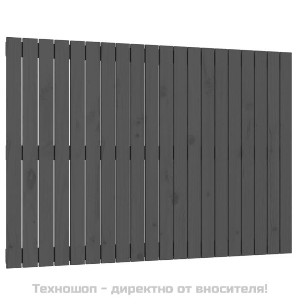 Стенна табла за спалня, сива, 127,5x3x90 см, борово дърво масив