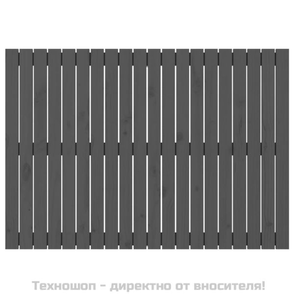 Стенна табла за спалня, сива, 127,5x3x90 см, борово дърво масив