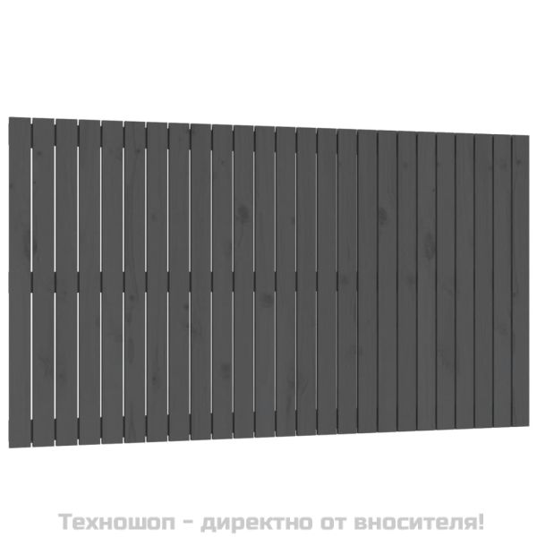 Стенна табла за спалня, сива, 159,5x3x90 см, борово дърво масив