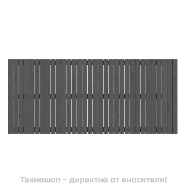 Стенна табла за спалня, сива, 204x3x90 см, борово дърво масив
