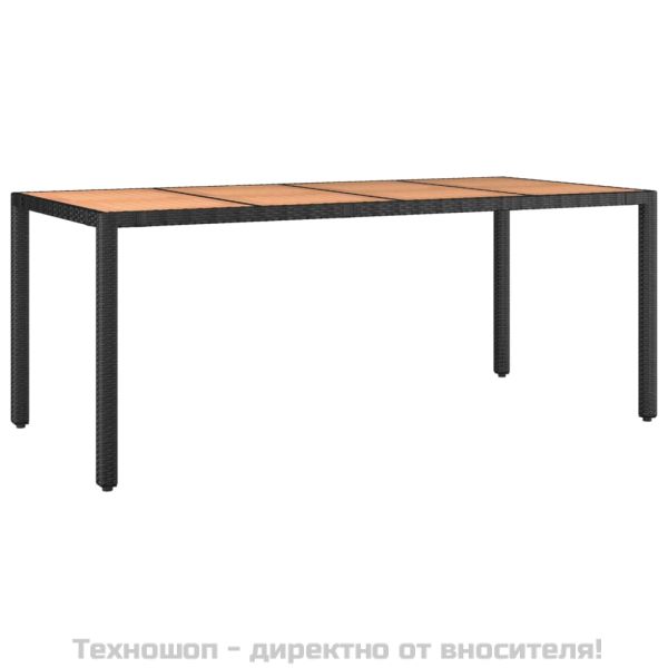 Градински трапезен комплект възглавници 9 части черен полиратан