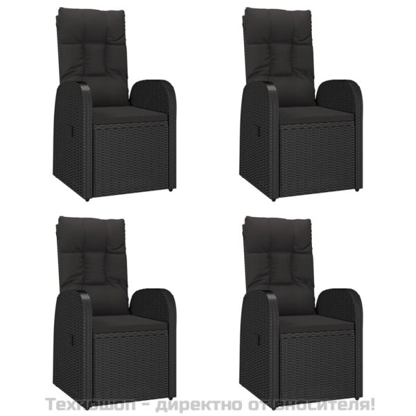 Градински трапезен комплект възглавници 5 части черен полиратан