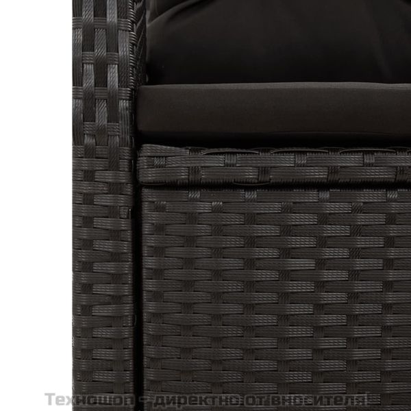 Градински трапезен комплект възглавници 5 части черен полиратан