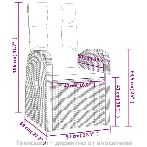 Градински трапезен комплект възглавници 5 части черен полиратан