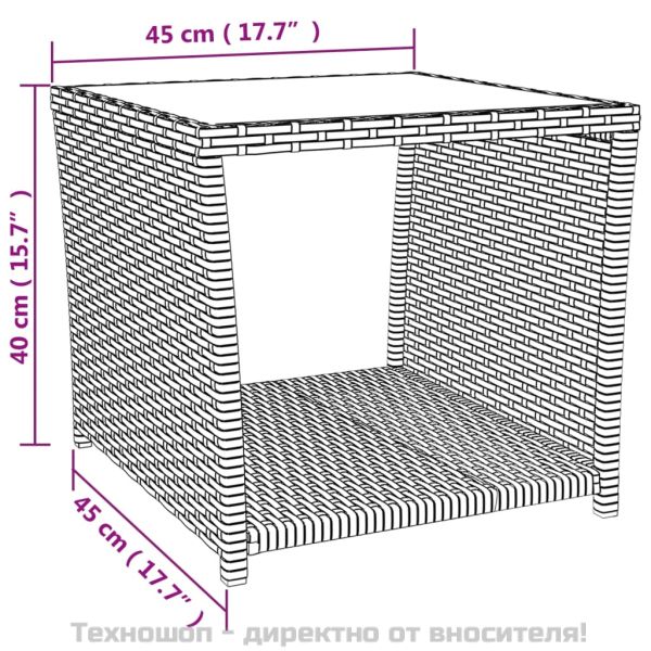 Градински лаундж комплект от 3 части черен полиратан и стомана