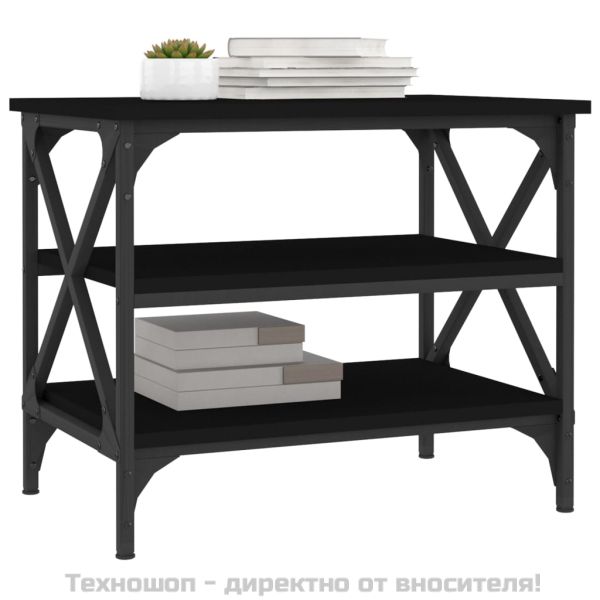 Странична маса, черна, 55x38x45 см, инженерно дърво