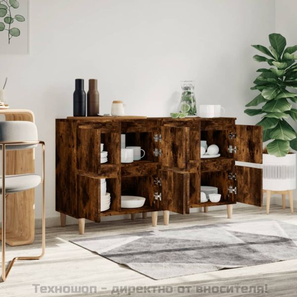 Сайдборд, 2бр, опушен дъб, 60x35x70 см, инженерно дърво