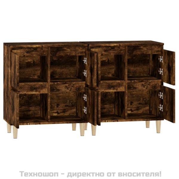 Сайдборд, 2бр, опушен дъб, 60x35x70 см, инженерно дърво