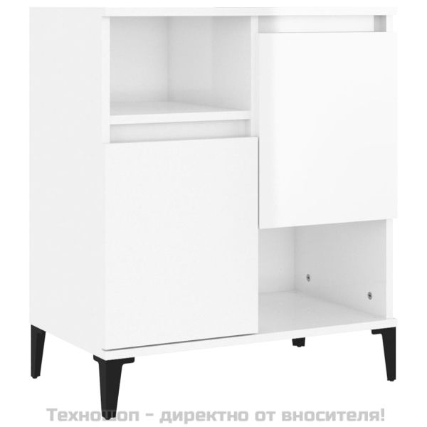 Сайдборд, 3 бр, бял гланц, 60x35x70 см, инженерно дърво