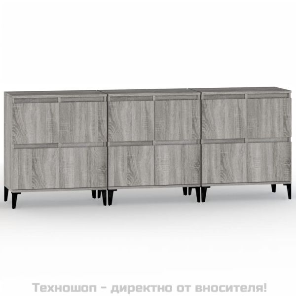 Сайдборд, 3 бр, сив сонома, 60x35x70 см, инженерно дърво