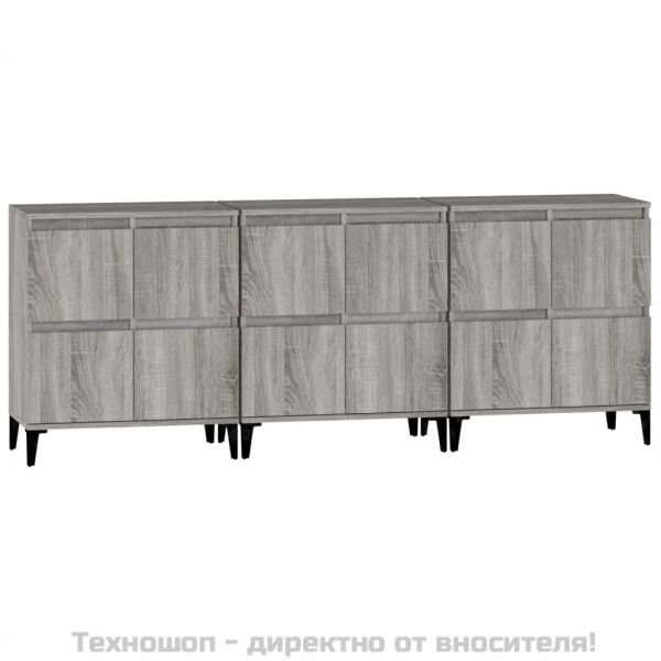 Сайдборд, 3 бр, сив сонома, 60x35x70 см, инженерно дърво