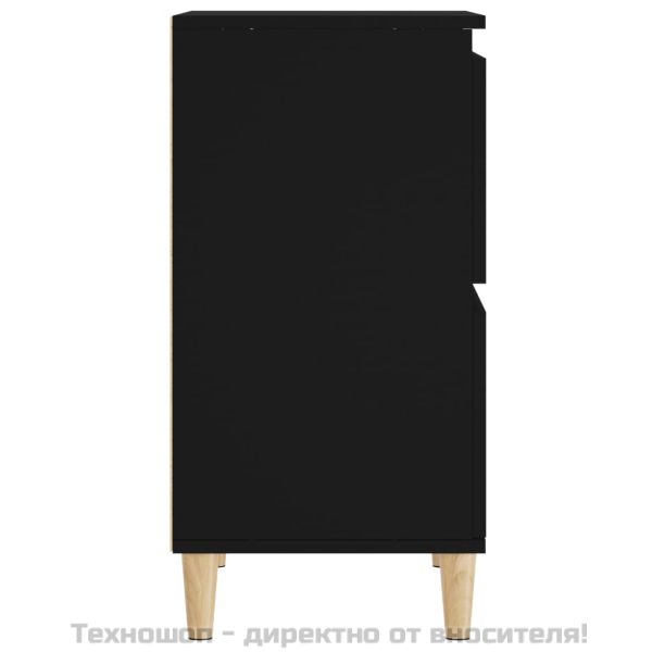 Сайдборд, 3бр, черно, 60x35x70 см, инженерно дърво
