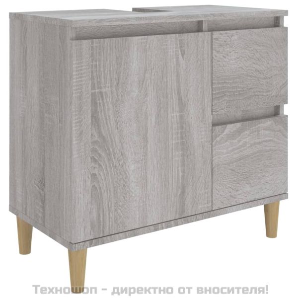 Комплект шкафове за баня от 3 части инженерно дърво Сив сонома