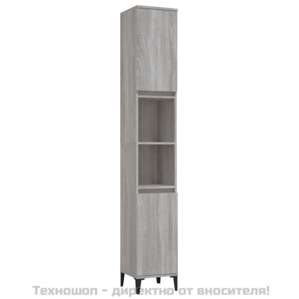 Комплект шкафове за баня от 3 части инженерно дърво Сив сонома