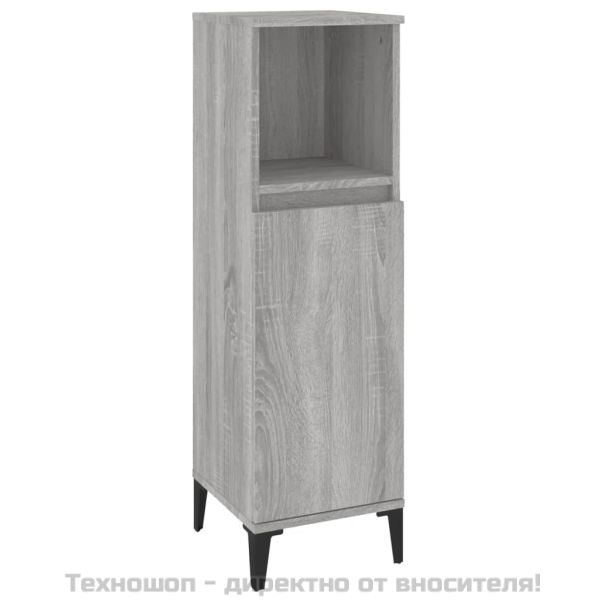 Комплект шкафове за баня от 3 части инженерно дърво Сив сонома