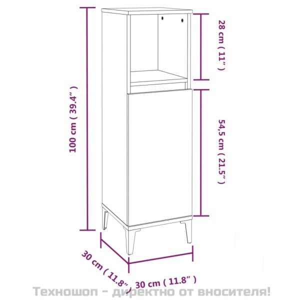 Комплект шкафове за баня от 3 части инженерно дърво Сив сонома