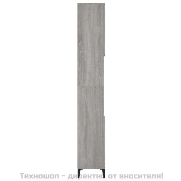 Шкаф за баня, сив сонома, 30x30x190 см, инженерно дърво