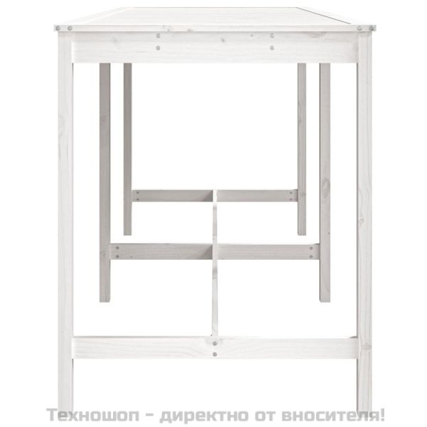 Градинска маса, бяла, 203,5x90x110 см, борово дърво масив