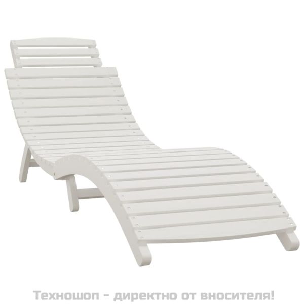 Шезлонги, 2 бр, бели, 184x55x64 см, акациево дърво масив