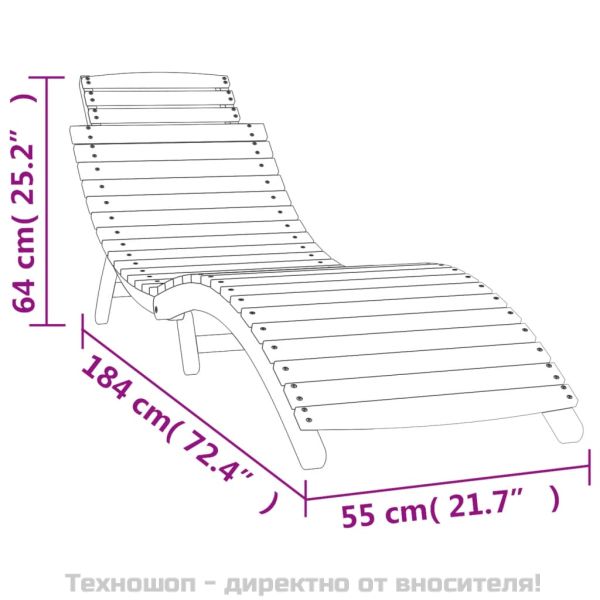 Шезлонги, 2 бр, бели, 184x55x64 см, акациево дърво масив