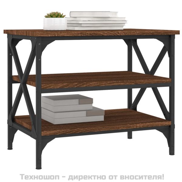 Странична маса, кафяв дъб, 55x38x45 см, инженерно дърво