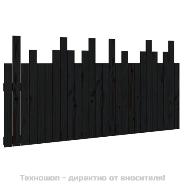 Стенна табла за спалня, черна, 166x3x80 см, борово дърво масив