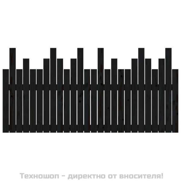 Стенна табла за спалня, черна, 166x3x80 см, борово дърво масив