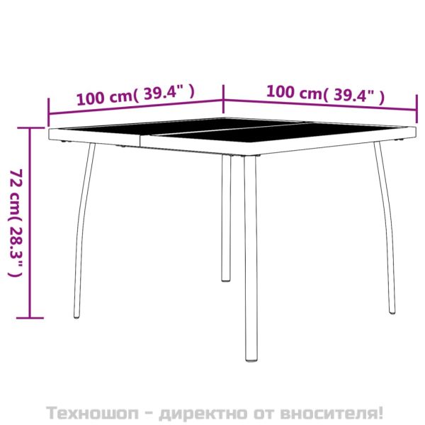 Градинска маса антрацит 100x100x72 cм стомана мрежа