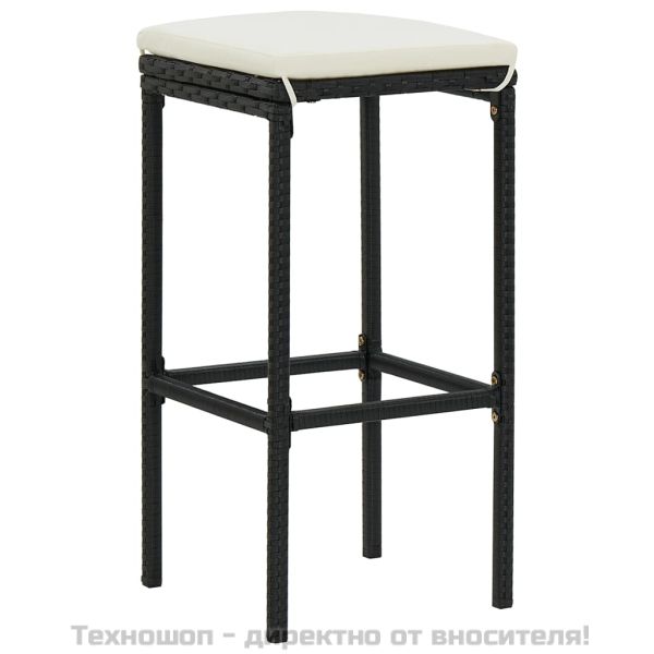 Градински бар комплект с възглавници 11 части черен полиратан