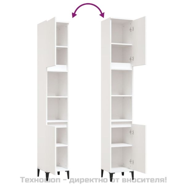 Шкаф за баня, бял, 30x30x190 см, инженерно дърво