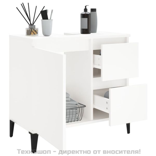 Шкаф за баня, бял, 65x33x60 см, инженерно дърво