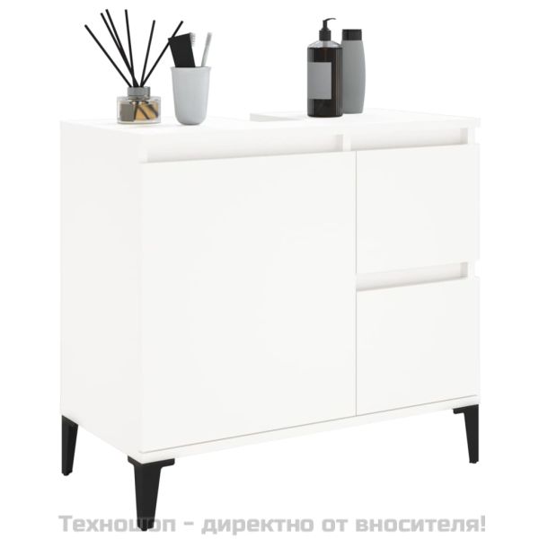 Шкаф за баня, бял, 65x33x60 см, инженерно дърво