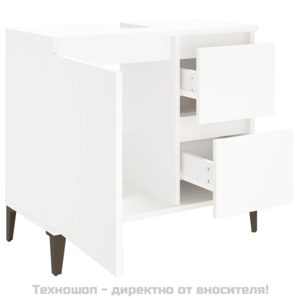 Шкаф за баня, бял, 65x33x60 см, инженерно дърво