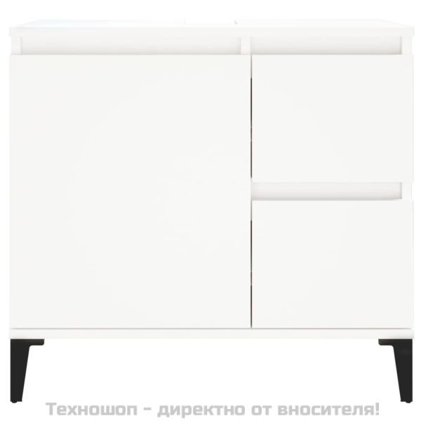 Шкаф за баня, бял, 65x33x60 см, инженерно дърво