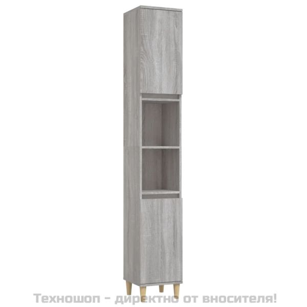 Комплект мебели за баня от 3 части сив сонома инженерно дърво