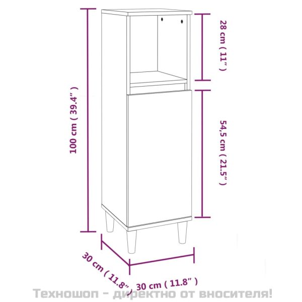 Комплект мебели за баня от 3 части сив сонома инженерно дърво