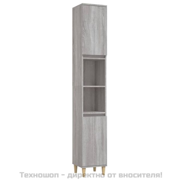 Комплект мебели за баня от 3 части сив сонома инженерно дърво