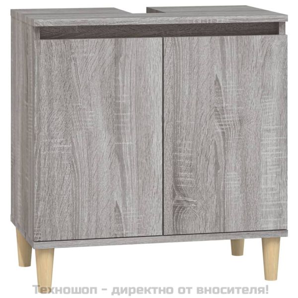 Комплект мебели за баня от 3 части сив сонома инженерно дърво