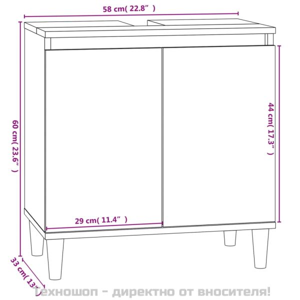 Комплект мебели за баня от 3 части сив сонома инженерно дърво