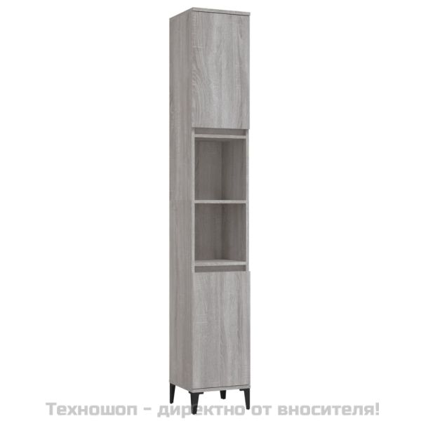 Комплект мебели за баня от 3 части сив сонома инженерно дърво