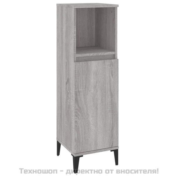 Комплект мебели за баня от 3 части сив сонома инженерно дърво