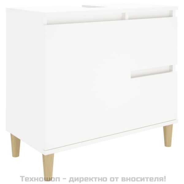 Шкаф за баня, бял, 65x33x60 см, инженерно дърво