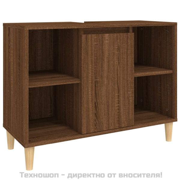 Шкаф за мивка, кафяв дъб, 80x33x60 см, инженерно дърво
