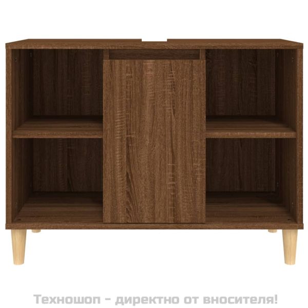 Шкаф за мивка, кафяв дъб, 80x33x60 см, инженерно дърво