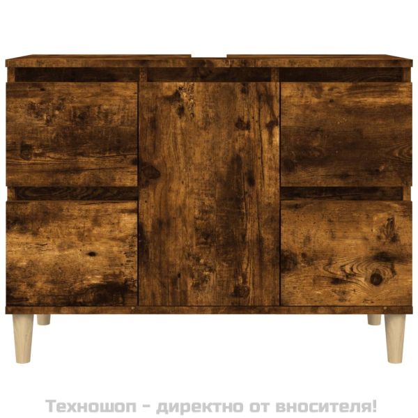 Шкаф за мивка, опушен дъб, 80x33x60 см, инженерно дърво