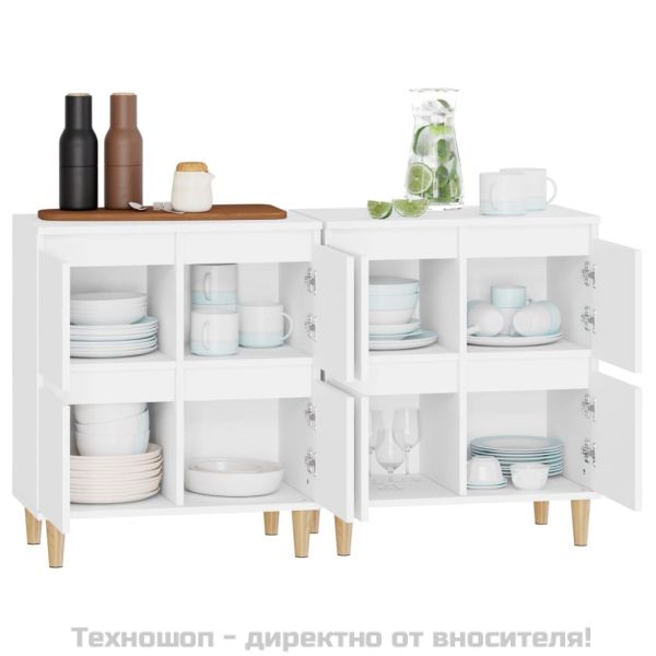 Сайдборди, 2 бр, бели, 60x35x70 см, инженерно дърво