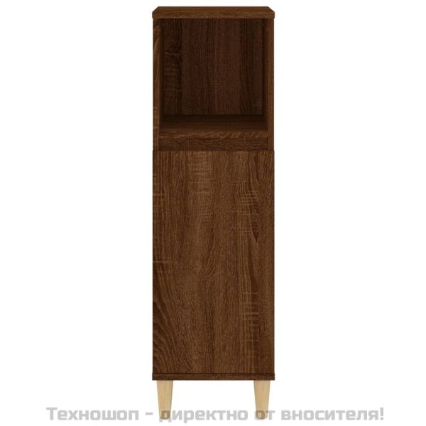 Шкаф за баня, кафяв дъб, 30x30x100 см, инженерно дърво