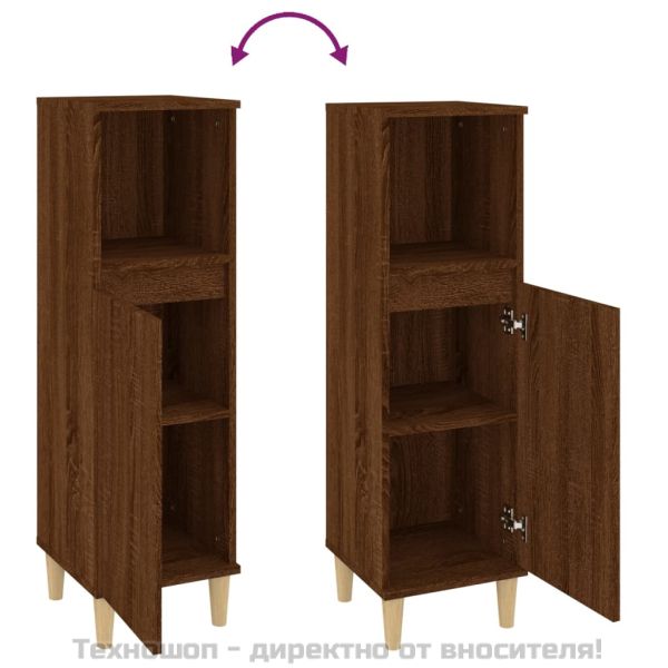 Шкаф за баня, кафяв дъб, 30x30x100 см, инженерно дърво